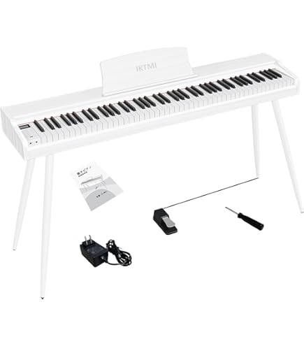 大特価❣️ IKTMI 木製 電子ピアノ 88鍵盤 スタンド一体型 ホワイト Amazon | IKTMI 木製 電子ピアノ 88鍵盤 アップライト ピアノ